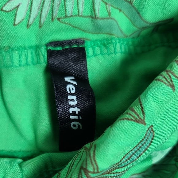 Venti6 Crinkle Green Tropical Print Jogger Drawstring Waist Pants Size Small - Picture 2 of 16